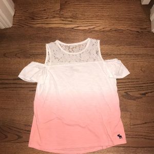 Off the Shoulder White Pink Ombré Shirt